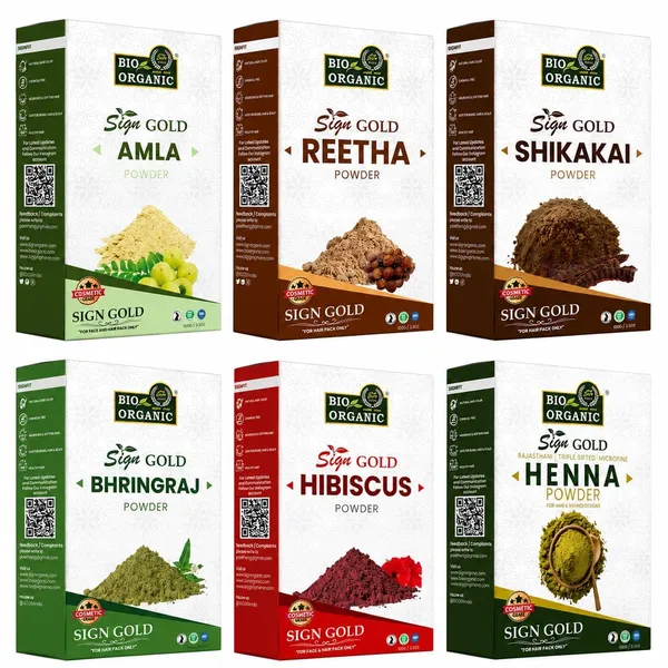 Henna,Amla,_Reetha,_Shikakai,_Bhringraj_And_Hibiscus_Powder_For_Hair_Growth_&_Hair_Mask,_100G_Each_(Combo_Pack_Of_6)