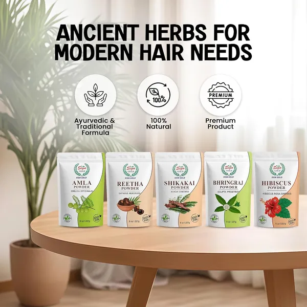 Sign_Gold_Bio_Organic_Amla,_Reetha,_Shikakai,_Bhringraj_&_Hibiscus_Powder_For_Hair_Care_|_All_Hair_Type_Wash,_Healthy_Scalp,_Nourishment,_Mask,_Control_Dandruff,_Hairfall_|_227Gram_Each_(Pack_Of_5)_(Total_1135Gm)