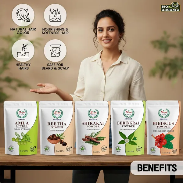 Sign_Gold_Bio_Organic_Amla,_Reetha,_Shikakai,_Bhringraj_&_Hibiscus_Powder_For_Hair_Care_|_All_Hair_Type_Wash,_Healthy_Scalp,_Nourishment,_Mask,_Control_Dandruff,_Hairfall_|_227Gram_Each_(Pack_Of_5)_(Total_1135Gm)