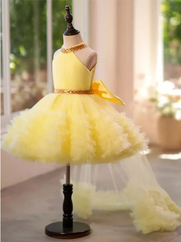 Yellow_Fluffy_Beaded_Birthday_Party_Dress_With_Trail