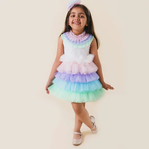 Multicolor_Handmade_Fluffy_Designer_Net_And_Satin_Frock_For_Birthday_Purposes