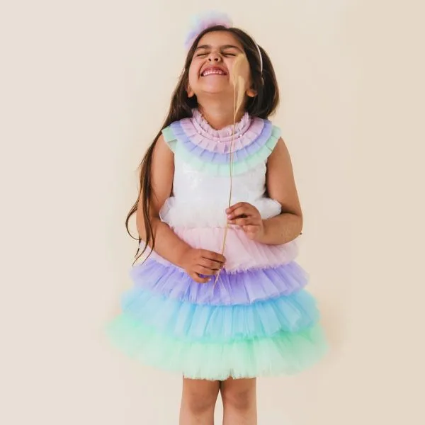 Multicolor_Handmade_Fluffy_Designer_Net_And_Satin_Frock_For_Birthday_Purposes