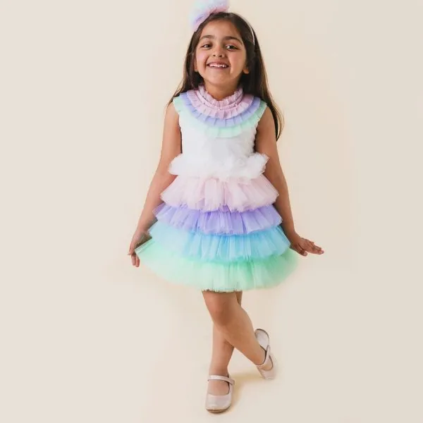 Multicolor_Handmade_Fluffy_Designer_Net_And_Satin_Frock_For_Birthday_Purposes