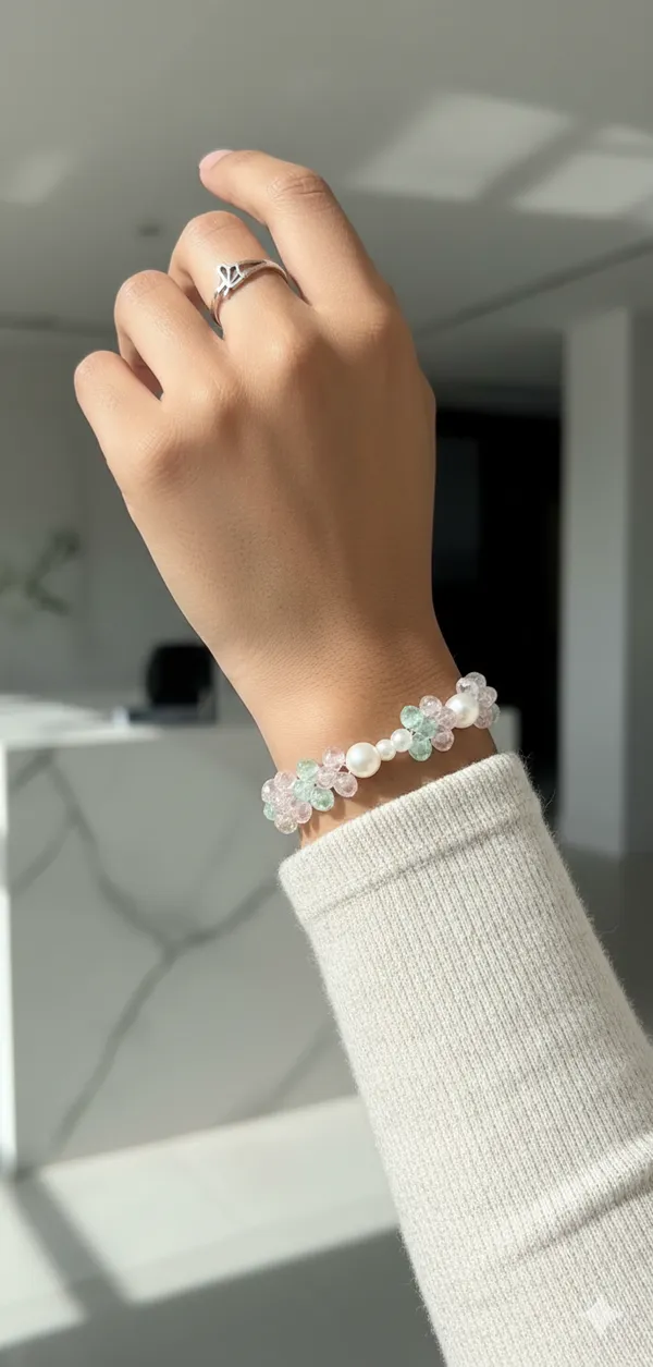 Handcrafted_Pastel_Floral_Hand_Chain_Bracelet_With_Pearl_Beads