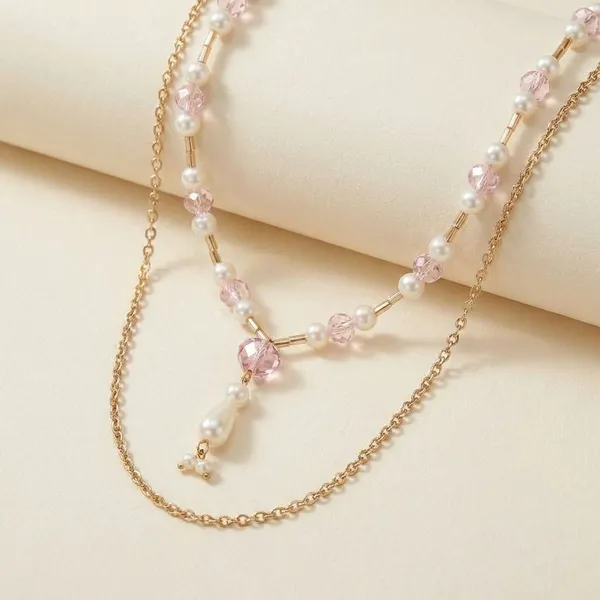 Handcrafted_Elegant_Pearl_And_Bow_Layered_Necklace_Set
