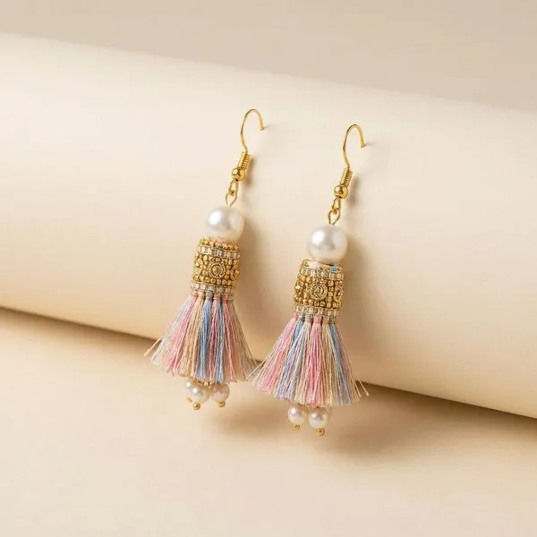 Handcrafted_Multicolor_Tassel_Earrings_With_Pearl_And_Gold_Embellishments