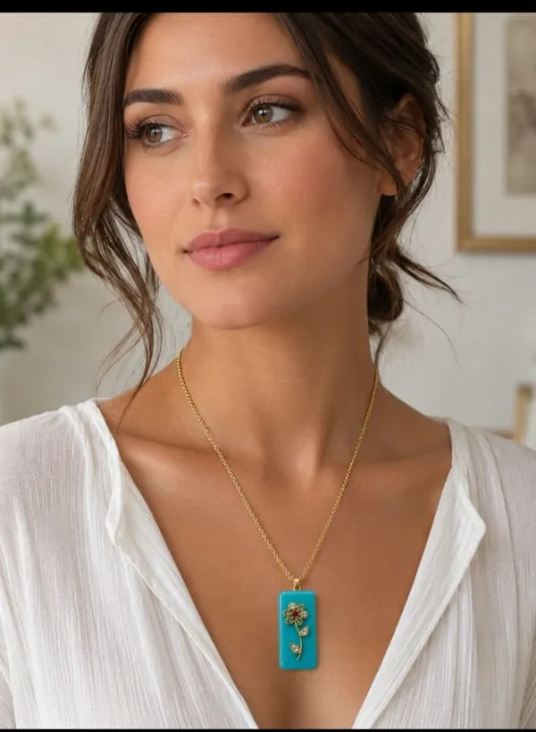 Cadet_Blue_Rectangle_MONALISA_Chain_With_Pendent