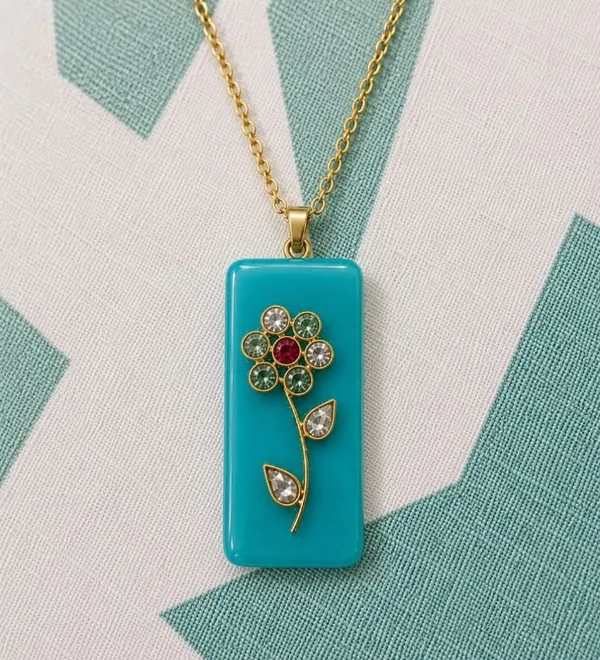 Cadet_Blue_Rectangle_MONALISA_Chain_With_Pendent