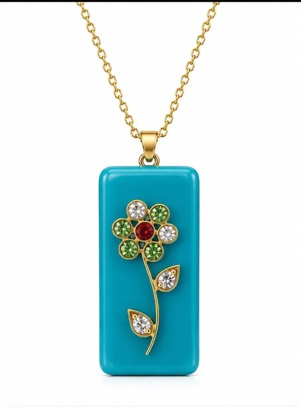 Cadet_Blue_Rectangle_MONALISA_Chain_With_Pendent