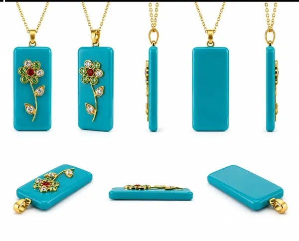 Cadet_Blue_Rectangle_MONALISA_Chain_With_Pendent