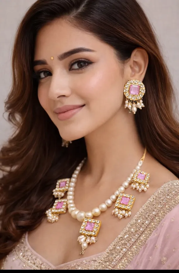 Handcrafted_Pink_Necklace_Set_for_Women