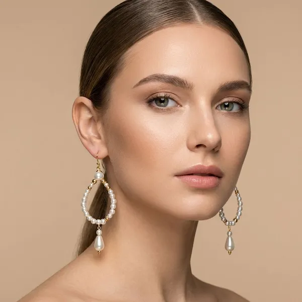 Handcrafted_Elegant_Pearl_And_Gold_Teardrop_Dangle_Earrings