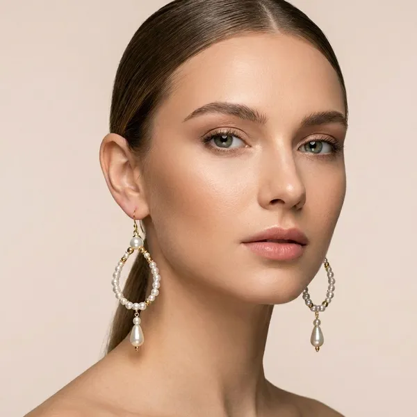 Handcrafted_Elegant_Pearl_And_Gold_Teardrop_Dangle_Earrings
