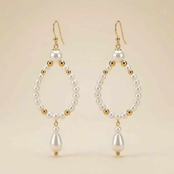 Handcrafted_Elegant_Pearl_And_Gold_Teardrop_Dangle_Earrings