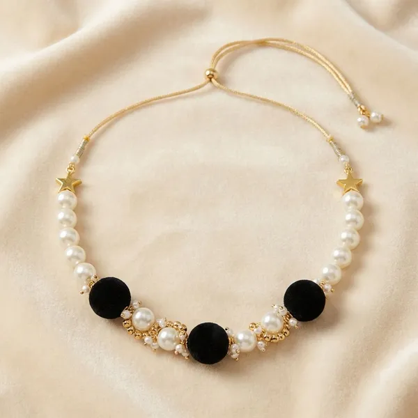 Handcrafted_Gold_Tone_Beaded_Hoop_Pendant_Necklace_With_Pearl_And_Black_Beads