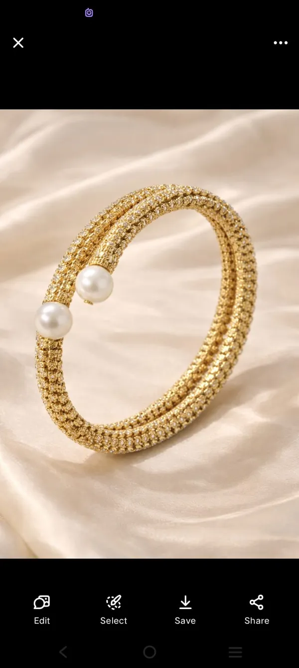Handcrafted_Gold_Toned_Pearl_End_Mesh_Cuff_Bracelet