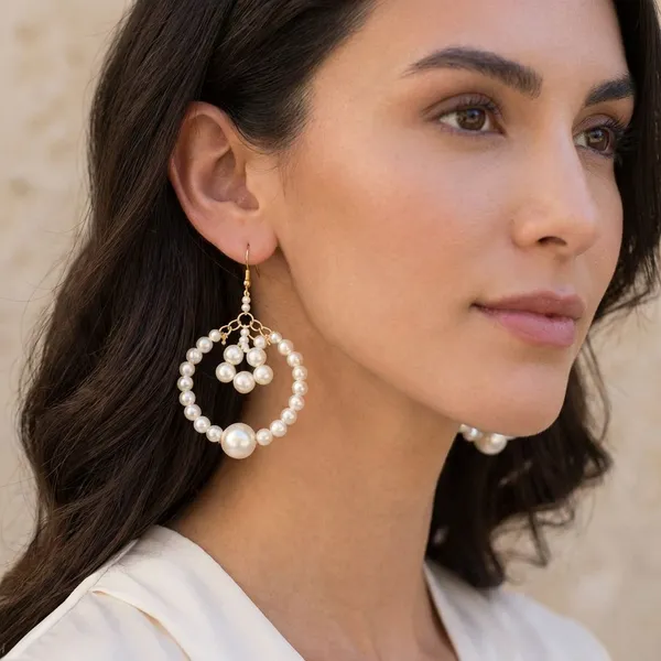Handcrafted_Elegant_Pearl_Circle_Hoop_Earrings_With_Gold_Tone_Finish
