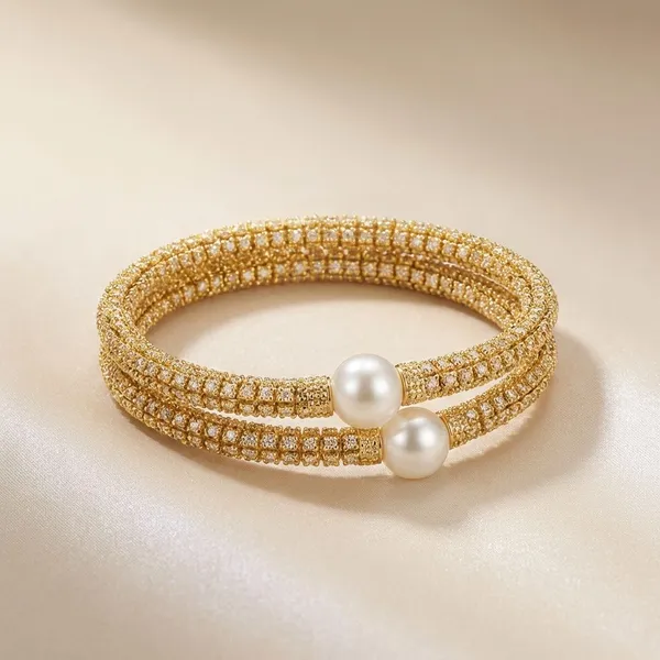 Handcrafted_Gold_Toned_Pearl_End_Mesh_Cuff_Bracelet