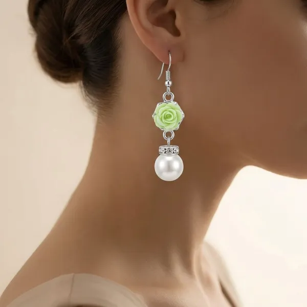 Handcrafted_Elegant_Green_Rose_Pearl_Drop_Earrings