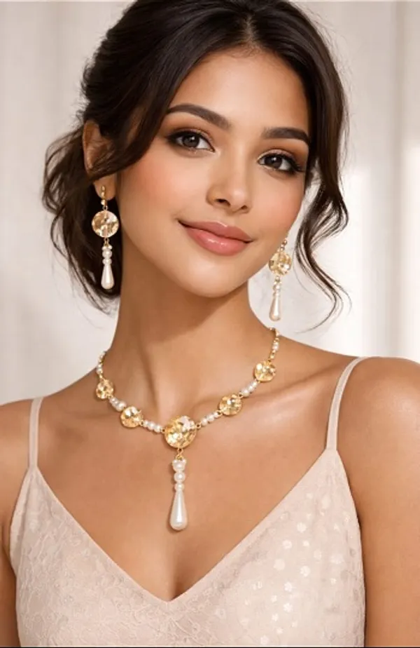 Handcrafted_Golden_Disc_Drop_Earrings_With_White_Bead_Danglers