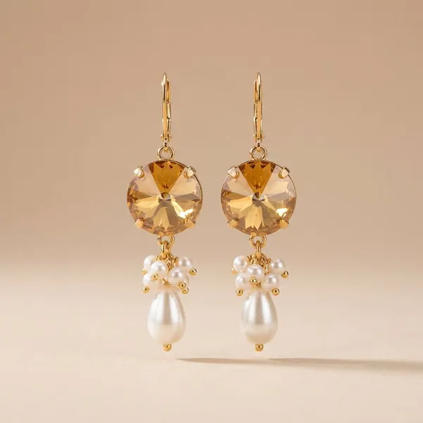 Handcrafted_Golden_Disc_Drop_Earrings_With_White_Bead_Danglers