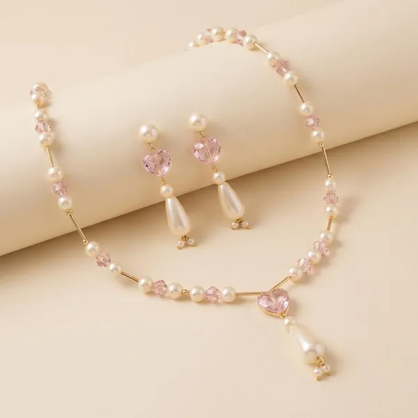 Handcrafted_Pink_Crystal_And_Pearl_Jewelry_Set___Necklace_And_Earrings