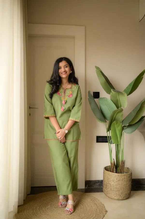 Olive_Green_Cotton_Embroidered_Co_Ord_Set_For_Women