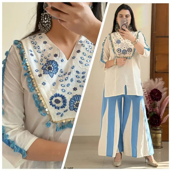 Blue_&_White_Floral_Embroidered_Kurta_and_Paneled_Palazzo_Set
