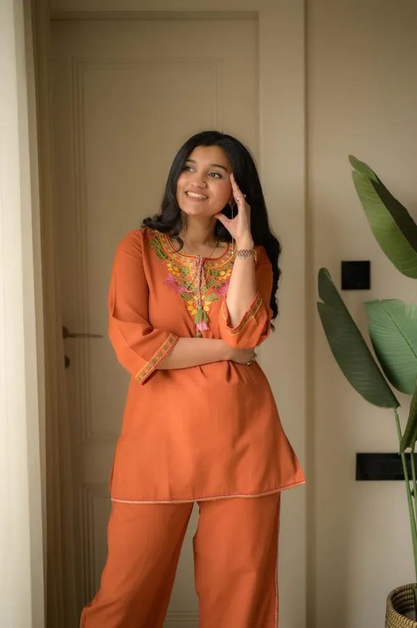Orange_Cotton_Embroidered_Co_Ord_Set_For_Women