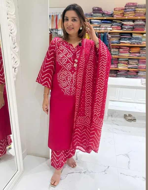 Gangori-Bandhej-Pink-Kurta-Set