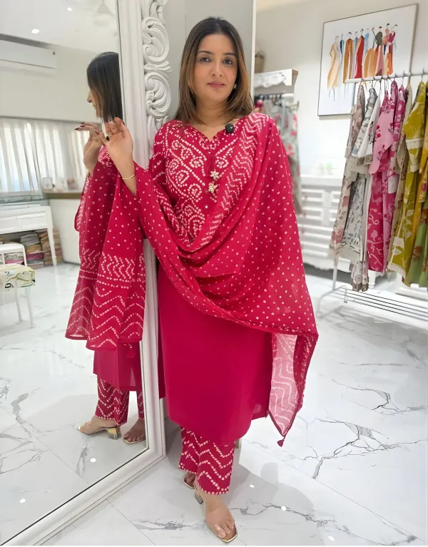 Gangori-Bandhej-Pink-Kurta-Set