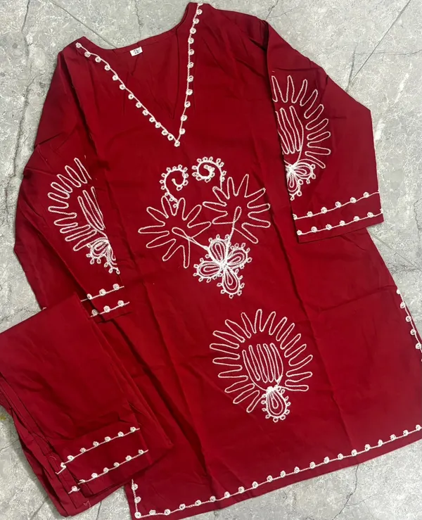 Maroon_Red_Embroidered_Cotton_Kurti
