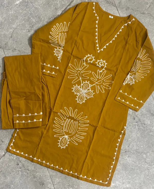 Mustard_Yellow_Embroidered_Cotton_Kurti