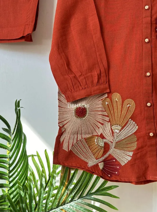 Rust_Red_Embroidered_Shirt_&_Pant_Set