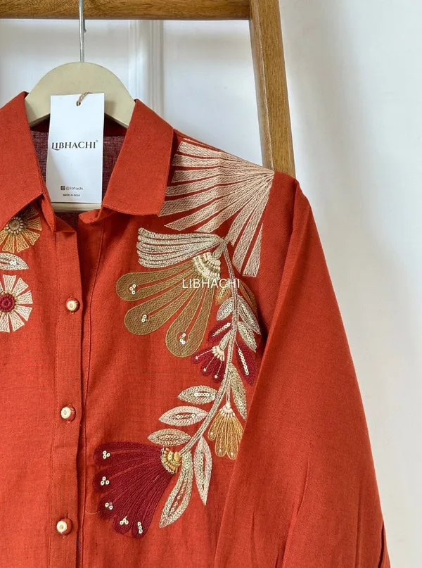 Rust_Red_Embroidered_Shirt_&_Pant_Set
