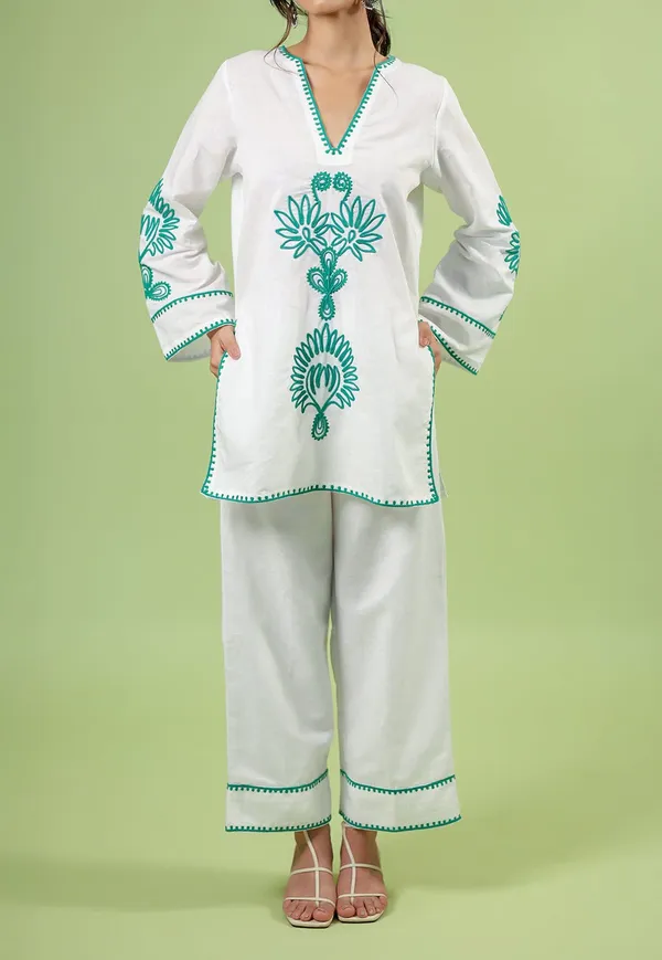 The_Bagh_Emerald_&_White_Kurta_Set
