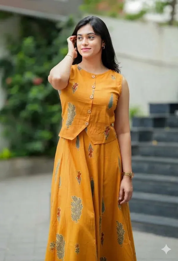 Yellow_Ethnic_Crop_Top_and_Flared_Skirt_Set
