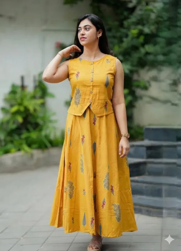 Yellow_Ethnic_Crop_Top_and_Flared_Skirt_Set