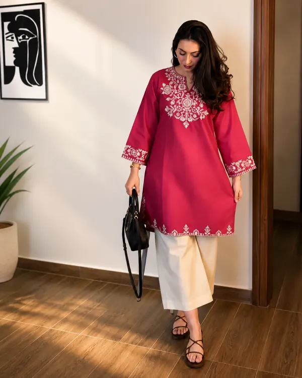 Embroidery_Pink_Cotton_Kurta_Set_with_Palazzo_Pants