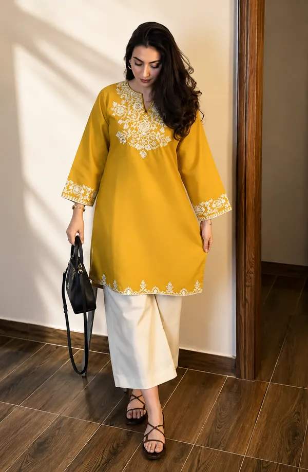 Embroidery_Yellow_Cotton_Kurta_Set_with_Palazzo_Pants
