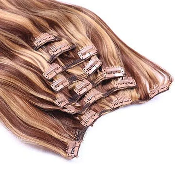 Brown_Stainless_Steel_U-Shape_With_Soft_Rubber_6_Teeth_Clip_In_Hair_Extensions_For_Women