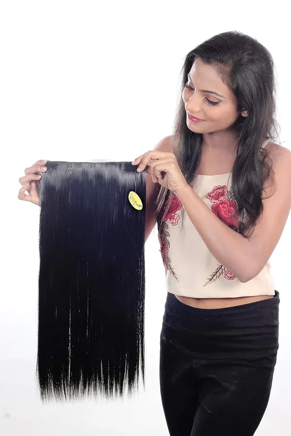 Black_Synthetic_Natural_25_Inch_Long_&_Soft_Touch_Straight_Hair_Extension_,_For_Women