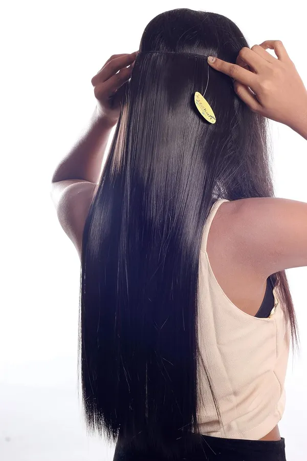 Black_Synthetic_Natural_25_Inch_Long_&_Soft_Touch_Straight_Hair_Extension_,_For_Women