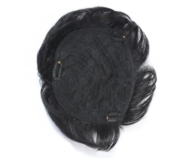 Black_Feel_Real_Human_Hair_Topper_For_Covered_Baldness_Top_Area_With_Clip_On_Hairpiece_For_Daily/Party_Use_(5X5_U_Shape)_For_Women