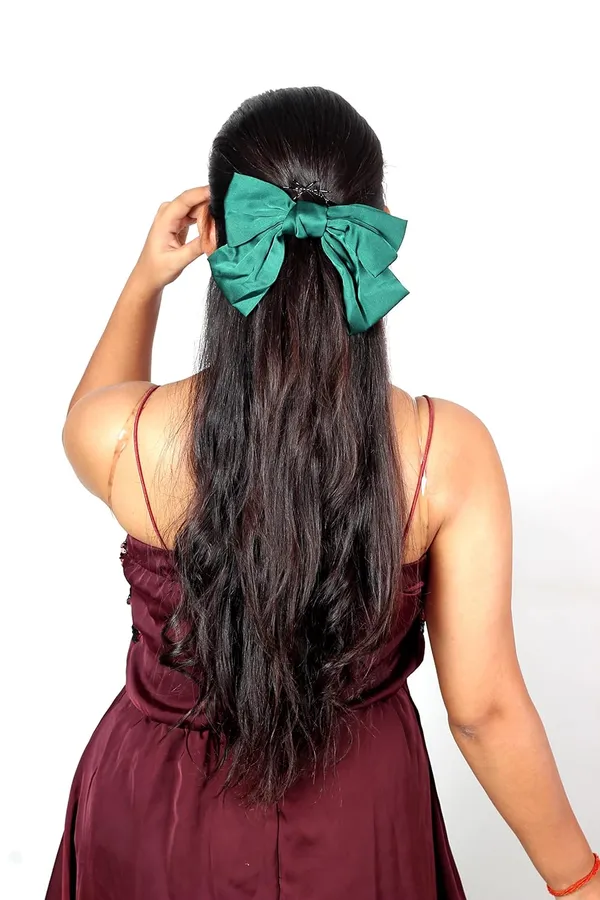Green_Ribbon_Hair_Accessories_Clip_Green_Popular_Plain_Large_Big_Satin_Ribbon_Hair_Bow_Clip_For_Women
