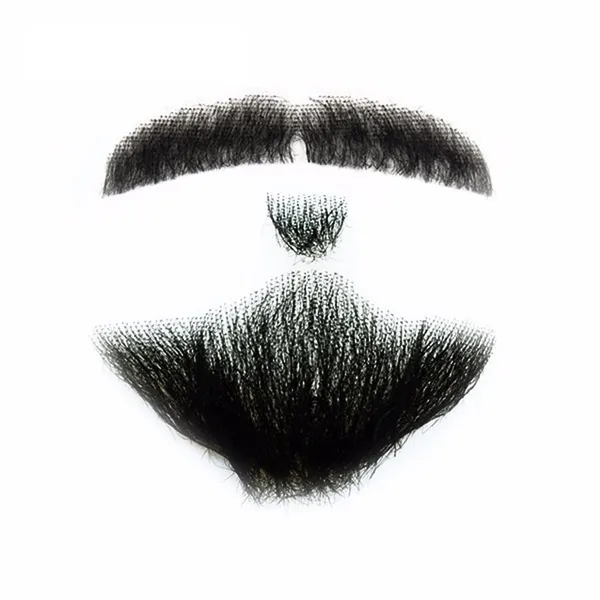 Black_Fake_Beard_Mustache_Word_Simulation_Of_100%_Human_Hair_For_Acting/Molding/Party_For_Men
