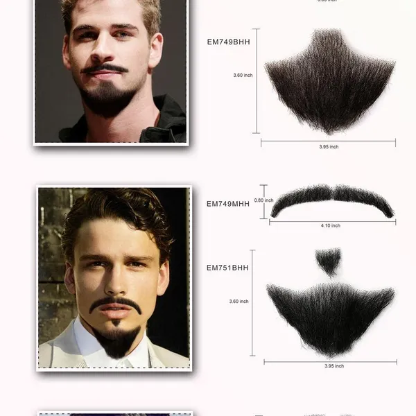 Black_Fake_Beard_Mustache_Word_Simulation_Of_100%_Human_Hair_For_Acting/Molding/Party_For_Men
