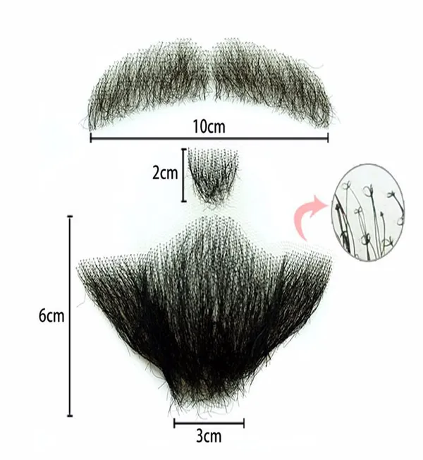 Black_Fake_Beard_Mustache_Word_Simulation_Of_100%_Human_Hair_For_Acting/Molding/Party_For_Men