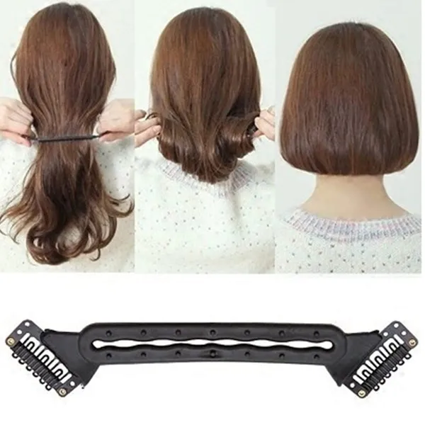 Black_Bob_Flexible_Roller_Clip_Long_To_Short_Hair_Style_Maker_Hair_Tools_Insert_Hair_Pads_Base_Hair_Maker_Hairstyle_Styling_Design_Beauty_Tool_Fashion_Accessory_(17_Cm_Big_Diy_Bob_Maker).._For_Women