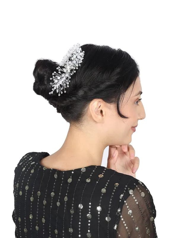 White_1_Pc_Hair_Brooch_Comb_White_Pearl_With_White_Stone_Flower_Wedding_Hair_Piece_Crystal_Pearl_Hair_Accessories_Silver_For_Women